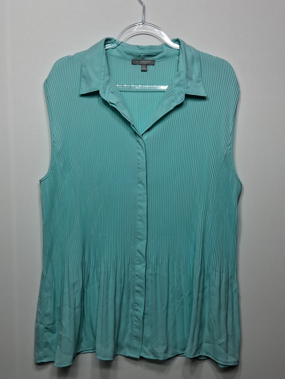 Style & Co. Sleeveless Pleated Button-Front Blouse - Aqua Blue
